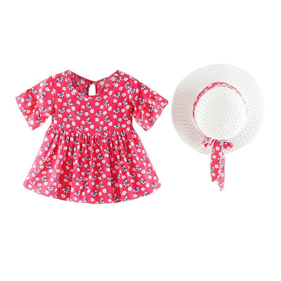 

Girls Dress With Hat Baby Girls Dress Sets Kids Floral Pattern Dresses Casual Sleeveless Tutu Sundress With Hat