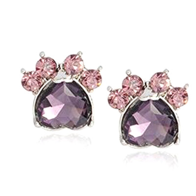 

Dog Pet Paw Animal Birthstone Earring Crystal Heart Earrings Print Charm Birthstone Gift For Lovers Earrings Jewelry