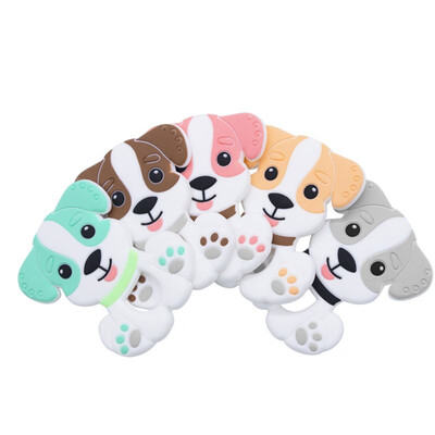 

2020 New Arrival Cute Bpa Free Small Dog Shape Silicone Baby Teether Puppy Shape Baby Teething Toys