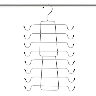 

Space Saving 16 Hooks Rotated Hanger Folding Clothes Rack Silver Practical Metal