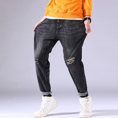 

Gobestart Mens New Fashion Casual Straight Denim Slim Hole Jeans Long Paddy Pant