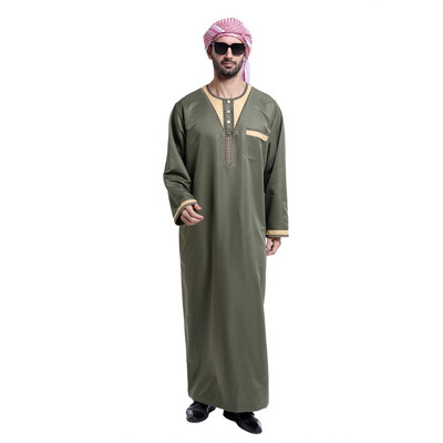 

5 Color Men Saudi Style Thobe Thoub Abaya Robe Daffah Dishdasha Islamic Arab Kaftan New Muslim Clothing For Men S4