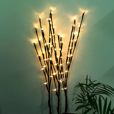 

Gobestart Stylish Branch Tree Twig Leaf Solar Outdoor Garden 60 Warm White LED Lights 3Pcs