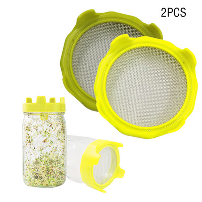 

Toponeto 2PC Filter Mason Can Lid Sprouting Net Cover Beans Sprouts Filter