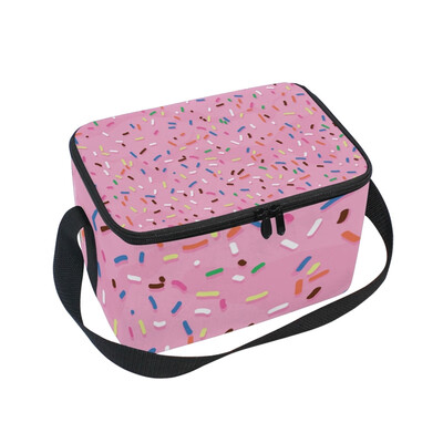 

ALAZA Lunch Box Insulated Lunch Bag Large Cooler Pink Frosting With Colorful Sprinkles Tote Bag