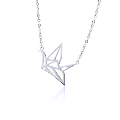 

1pc GoldSilver color Necklace Women Style Necklaces Jewelry Stainless steel hollow paper crane necklace