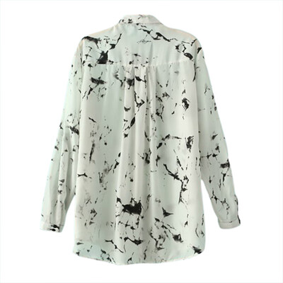

Fashion Versatile Ink Pattern Lapel Long Sleeve Printed Chiffon Blouse Shein Blusa Feminina Harajuku Vadimroupa Feminina