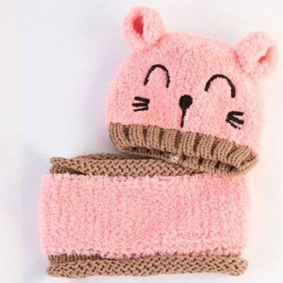 

1 Set Baby Toddler Girls Boys Warm Hat Winter Beanie Hooded Scarf Earflap Knitted Cap Baby Gifts