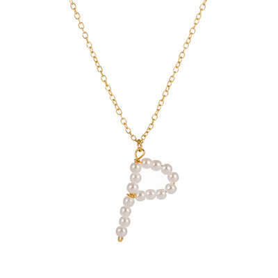 

New Fashion A-Z 26 Letter Necklace Alphabet Pendant Jewelry Statement Elegant Pearl Gold Chain Long Necklace