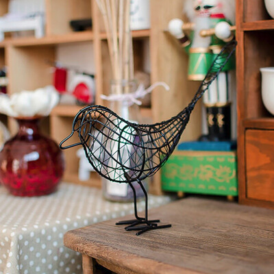 

New Garden Wrought Iron Bird Ornaments Gift Crafts Metal Craft Wire Iron Bird Home Living Room Decoration Black&white blue