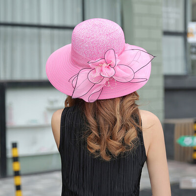 

New summer female Eugen yarn basin cap outdoor UV protection sun cap large edge sunscreen fishermans hat