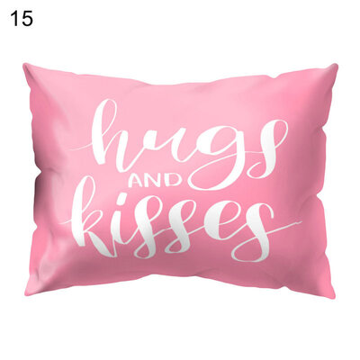 

Lovely Pink Letters Rectangle Throw Pillow Case Cushion Cover Home Car Decor