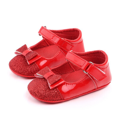 

Newborn Baby PU Leather Baby Girl Baby Cute knot Shoes Soft Soled Non-slip Footwear Crib Shoes