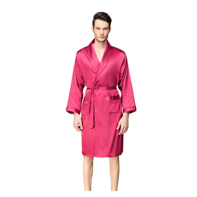 

Toponeto Mens Long-sleeved Solid Color Suit Foreign Trade Home Service Pajamas