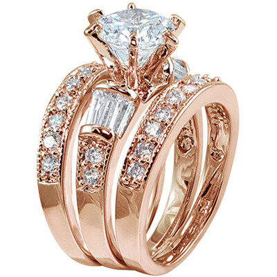 

Set Fashion Zircon Ring Titanium Steel Wedding Rings For Women Men Necessaries