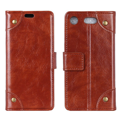 

MOONCASE Sony Xperia XZ Premium Copper Buckle Napa Leather Case - Brown