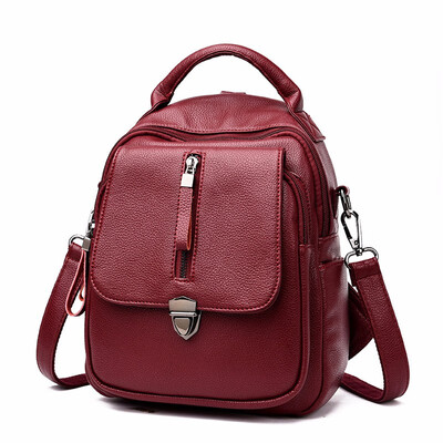 

Soft PU Leather Backpack Women Black Backpacks for Teenage Girls To School Solid Fashion Bagpack Female Zipper Travel Back Pack