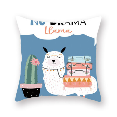 

1pcs Cute Cartoon Alpaca Digital Printing Car Office Peach Skin Pillowcase