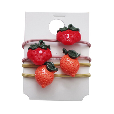 

4PCS Kids Cute Fashion High Quality Elastic Fruit Vegetable Design Hair Ropes Women Girl Elastic Hair Bands Hair Accessories