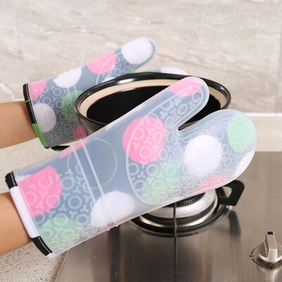 

2019 New Silicone Cloth Gloves Microwave Non-slip Silicone Printing Gloves Insulated Gloves Kitchen Oven Waterproof Baking Tools
