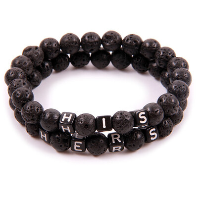

New 2 Pcs HIS HERS Couple Letter Bracelets Lovers Lettering Bracelet For Wife Couple Tag Bracelet For Lover Hunsband Boyfriend