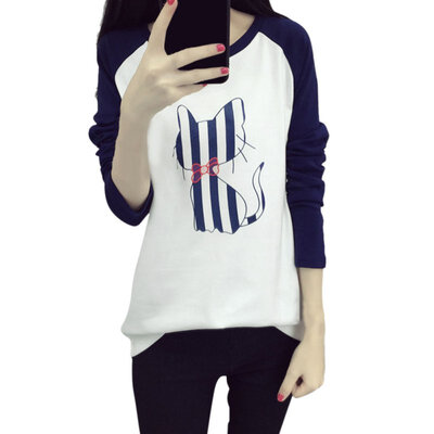 

Autumn Women T-Shirt Lovely Character Printed Long Sleeve Tops