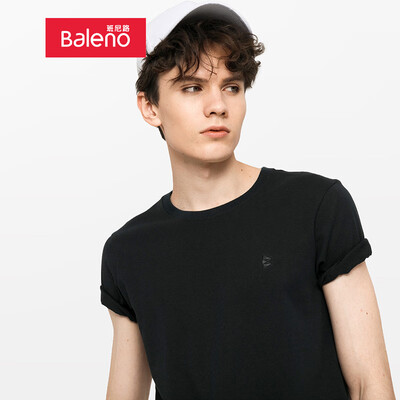 

Baleno T-shirt male 2019 spring&summer new trend solid color OE yarn round neck shirt male 88902214 00A XL
