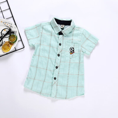 

Baby Boys Cotton Short Sleeve Shirts Summer Plaid Printed Tops Tees Shirts Casual Blouse