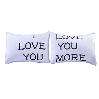 

2pcs Couple Cartoon Letter Print Pillowcase Cotton Living Room Bedroom Pillows Case Cover