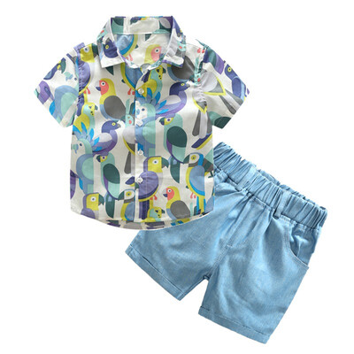 

Summer Baby Boys Clothes Short Sleeve Animal Print Tops Blouse ShirtShorts Children Casual Clothing Sets