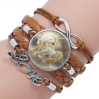 

Cute Unicorn Bracelet Handmade Rainbow Unicorn Sparkly Charm Bracelet Infinity Love Charm Bangles Best Gift for Girls&Womens