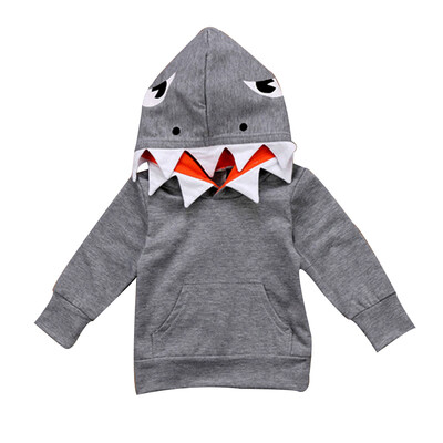 

New Baby Shark Kangaroo Autumn Boys Hoodies Girls Muff Sweatshirt Hooded Fin with Pockets Shark & Winter