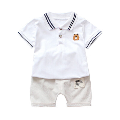 

Boy Summer Cartoon Bear Print PatternTops Blouse ShirtShorts Set Casual Short Sleeve Outfits Sets