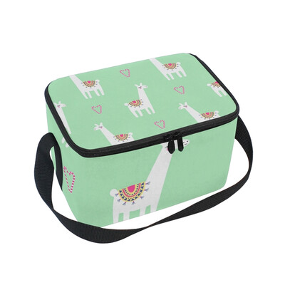 

ALAZA Cute Llama With Candy Cane Heart Lunch Box Insulated Lunch Bag Large Cooler Tote Bagfor Kids Men Women