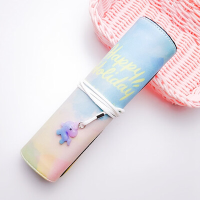 

1x Cartoon Unicorn illusion Color Curling Pen Curtain Make-up Pencil Storage Bag
