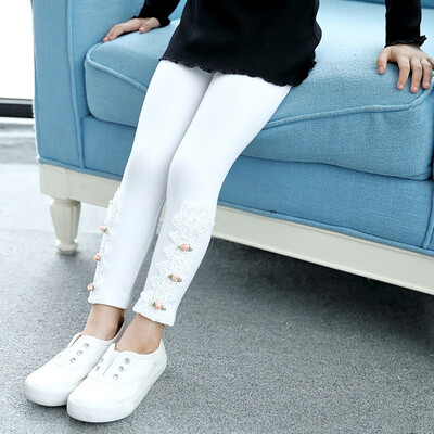 

Kids girls leggings Autumn Winter Lace Embroidered Thick Warm Pants Casual Sweet Slim Baby Girls Trousers Children Clothes