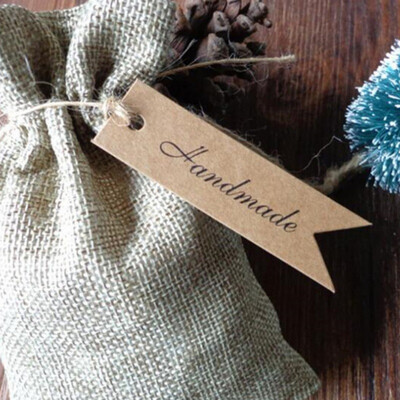 

Handmade Round Kraft Packing Gift Tag Bow Style Kraft Paper Hang Tags Label Cards DIY Handmade Hemp Dedicated Rope