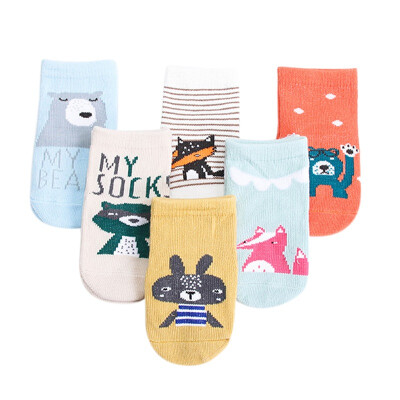 

6 Pairs Newborn Cotton Infant Anti-slip socks Baby socks floor socks Boys Girls Cute Cartoon Animal Baby Toddler Socks