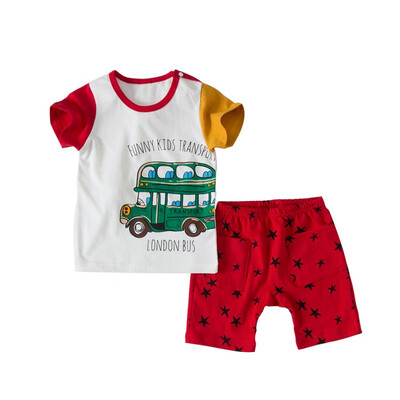 

Baby Short Sleeve Suit Comfortable Breathable Cotton Baby Short T-shirt Suit Summer