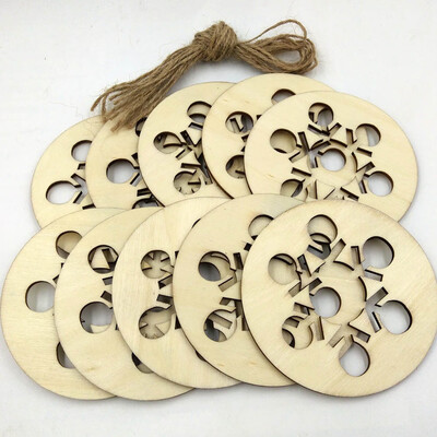 

Tailored 10Pcs Wood Craft Ornament DIY Christmas Snowflake Xmas Hanging Decoration