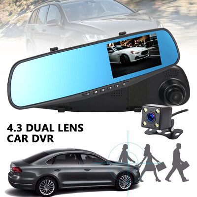

43" Full HD 1080P Dual Lens Car Camera RearView Mirror Dash Video Recorder