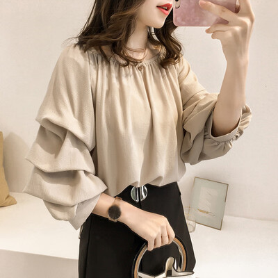 

Womens Solid Long Sleeve Shirts Loose Plus Size Formal Business Work Blouse Tops