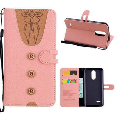 

MOONCASE LG K8 2017 stitching embossed womens leather case - powder
