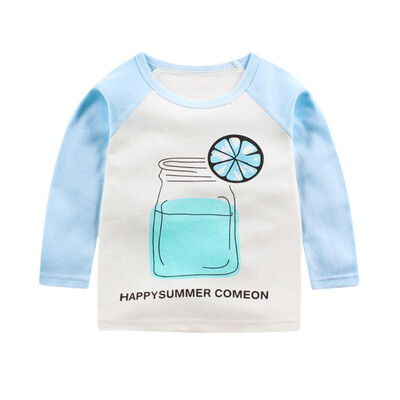 

Casual Boys Girls Autumn Spring Cartoon Cotton T-shirt Children Clothes Baby Long Sleeve Tops Tees Blouse