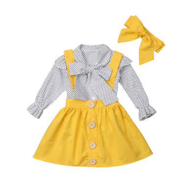 

2PCS Toddler Kids Baby Girl Polka Dot Tops Dress Skirts Autumn Outfit Clothes
