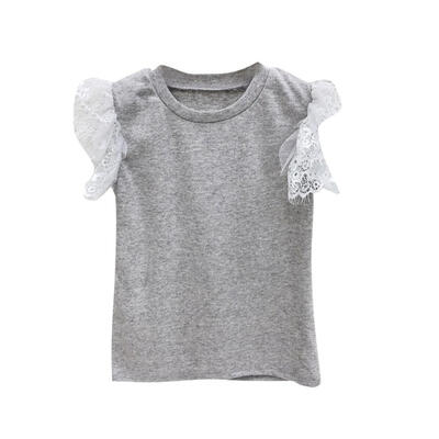 

Baby Girl Clothes Summer Toddler Girls Lace Sleeveless Solid Print Tops T-shirt Blouse Cotton Casual Children Outfits