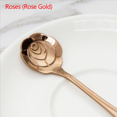 

NeillieN Stainless steel spoon coffee spoon cherry spoon Golden Rose spoon companion gift spoon creative gift spoonladle
