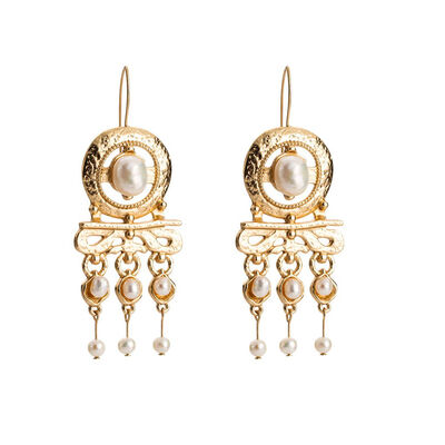 

Women Vintage Bohemian Dangle Earrings Geometric Simulated Pearl Ear Jewelrys Alloy Girl Accessories