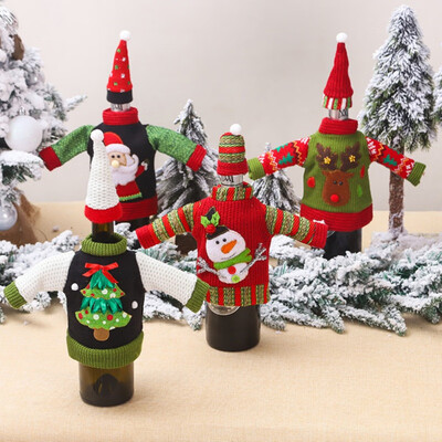 

Christmas Wine Bottle Cover Knit Sweater Santa Wine Bottle Cover For Sweater Party Decorations Wine Bottle Cover