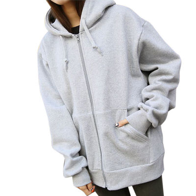 

Winter Fashion Womens Hoodies Sweatshirt Zipper Long Sleeves Solid Color Zipper Pockets Women Hoodies Sweatshirts